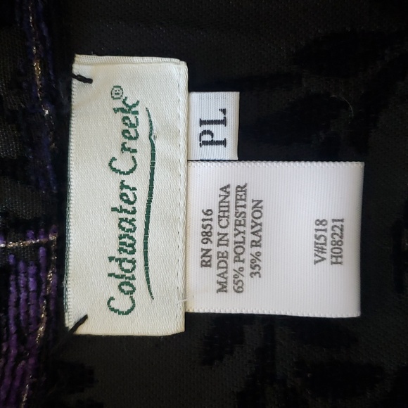 COLDWATER CREEK Black Purple Silver Velvet Jacquard Blazer Jacket Reversible - Picture 14 of 14